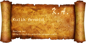 Kulik Arnold névjegykártya